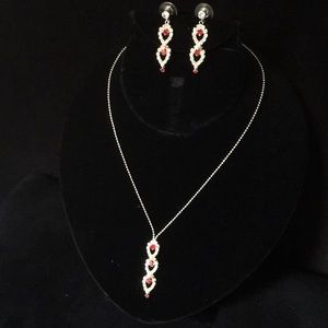 Rhinestone necklace earring set